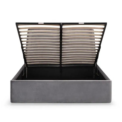 Frida Grey Upholstered Storage Ottoman Double Bed