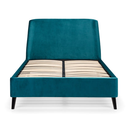 Frida Curved Teal Velvet Double Bed