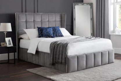 Gatsby Grey Velvet Ottoman Bed