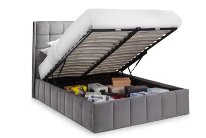 Gatsby Grey Velvet Ottoman Bed