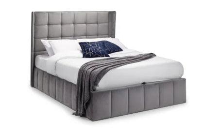 Gatsby Grey Velvet Ottoman Bed
