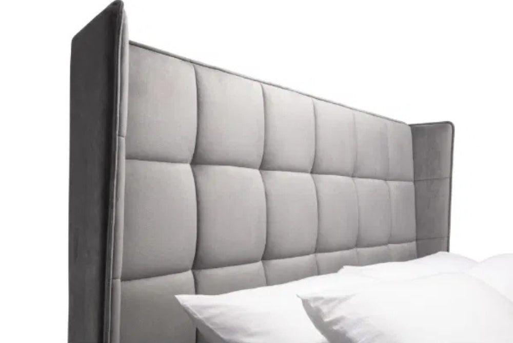 Gatsby Grey Velvet Ottoman Bed