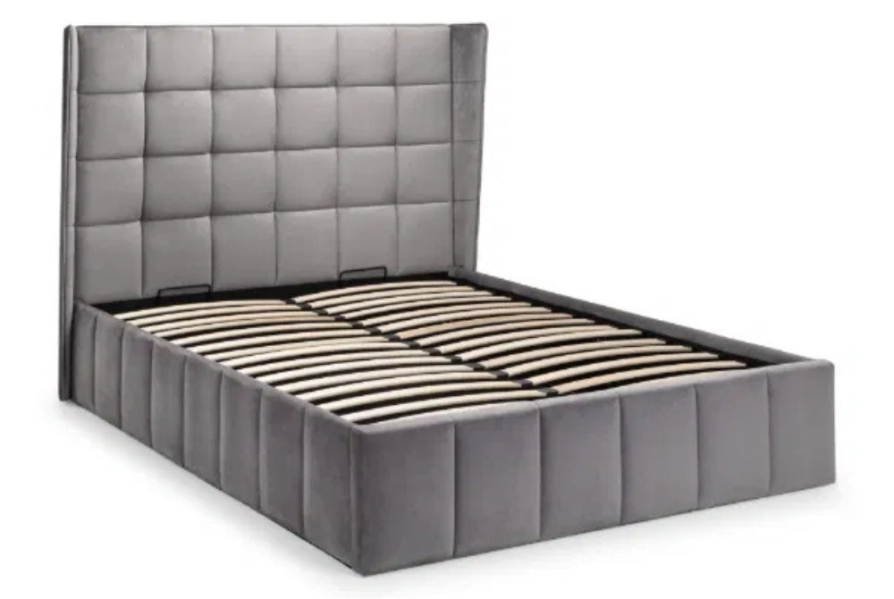 Gatsby Grey Velvet Ottoman Bed