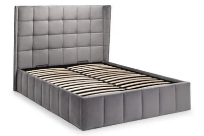 Gatsby Grey Velvet Ottoman Bed