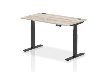 Air Height Adjustable Grey Oak Desk With Cable Ports