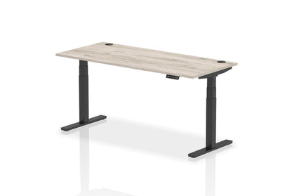 Air Height Adjustable Grey Oak Desk With Cable Ports