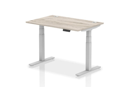Air Height Adjustable Grey Oak Desk With Cable Ports