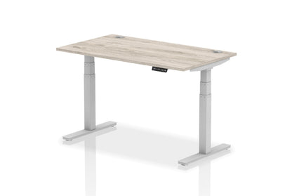 Air Height Adjustable Grey Oak Desk With Cable Ports