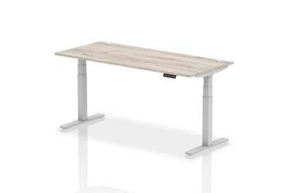 Air Height Adjustable Grey Oak Desk With Cable Ports