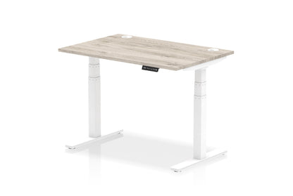 Air Height Adjustable Grey Oak Desk With Cable Ports
