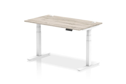 Air Height Adjustable Grey Oak Desk With Cable Ports