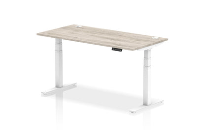 Air Height Adjustable Grey Oak Desk With Cable Ports