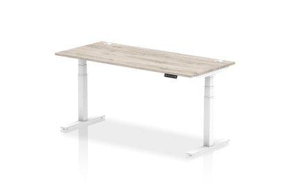 Air Height Adjustable Grey Oak Desk With Cable Ports