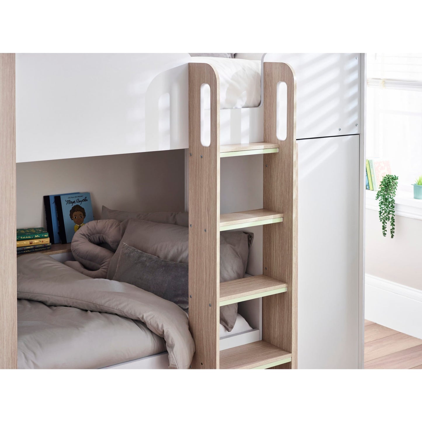 Horizon Bunk Bed - Woodgrain and White