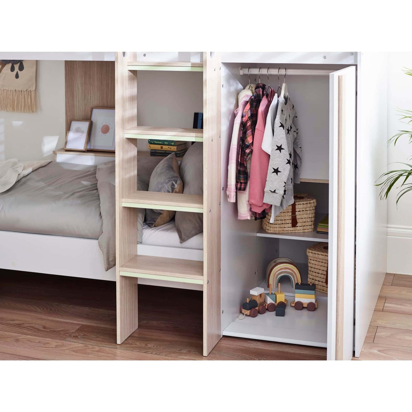 Horizon Bunk Bed - Woodgrain and White