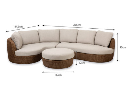 Hambridge Curved Corner Sofa Set - Rattan Dark Natural