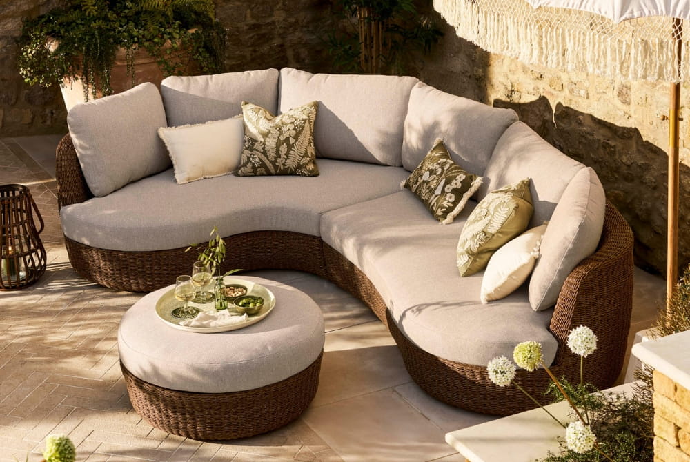 Hambridge Curved Corner Sofa Set - Rattan Dark Natural