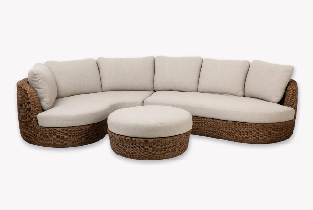 Hambridge Curved Corner Sofa Set - Rattan Dark Natural