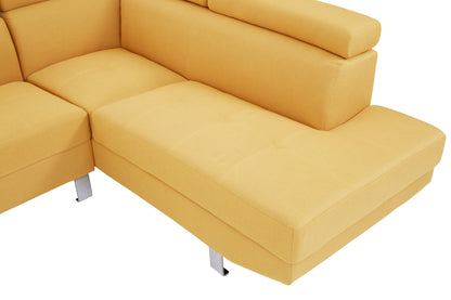 Hanover Ochre Linen Corner Sofa with Adjustable Headrests