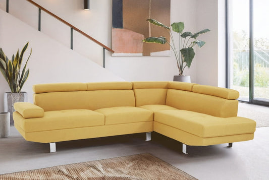Hanover Ochre Linen Corner Sofa with Adjustable Headrests