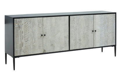 Harrington Grey Wash Recycled Pine Wood 4 Door Sideboard