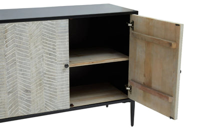 Harrington Grey Wash Recycled Pine Wood 4 Door Sideboard