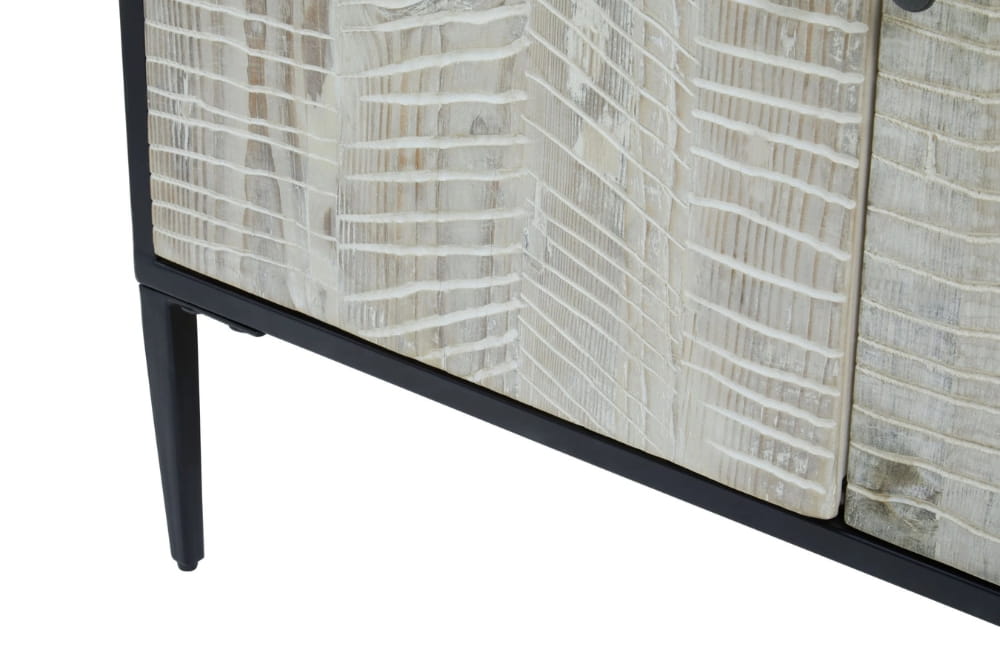 Harrington Grey Wash Recycled Pine Wood 4 Door Sideboard