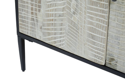 Harrington Grey Wash Recycled Pine Wood 4 Door Sideboard