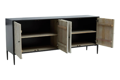 Harrington Grey Wash Recycled Pine Wood 4 Door Sideboard