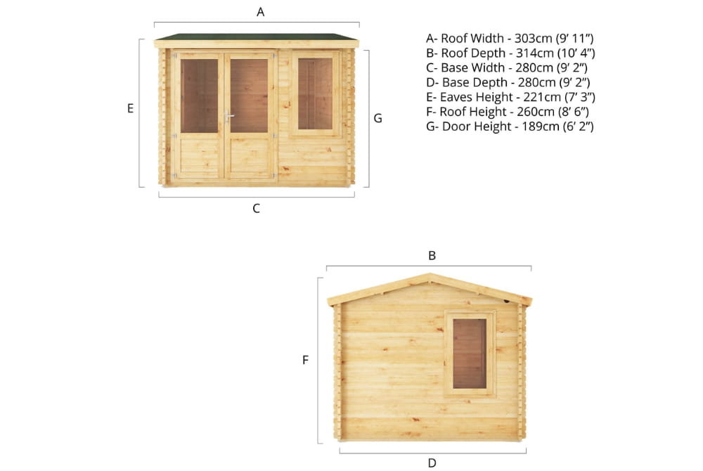 The Home Office Elite Log Cabin 3m x 3m