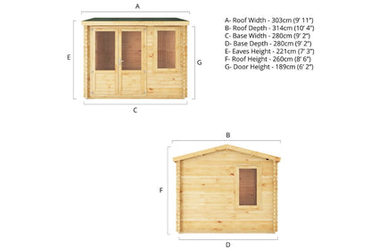 The Home Office Elite Log Cabin 3m x 3m