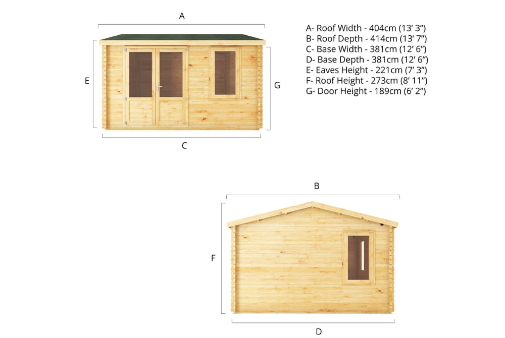 The Home Office Elite Log Cabin 4m x 4m
