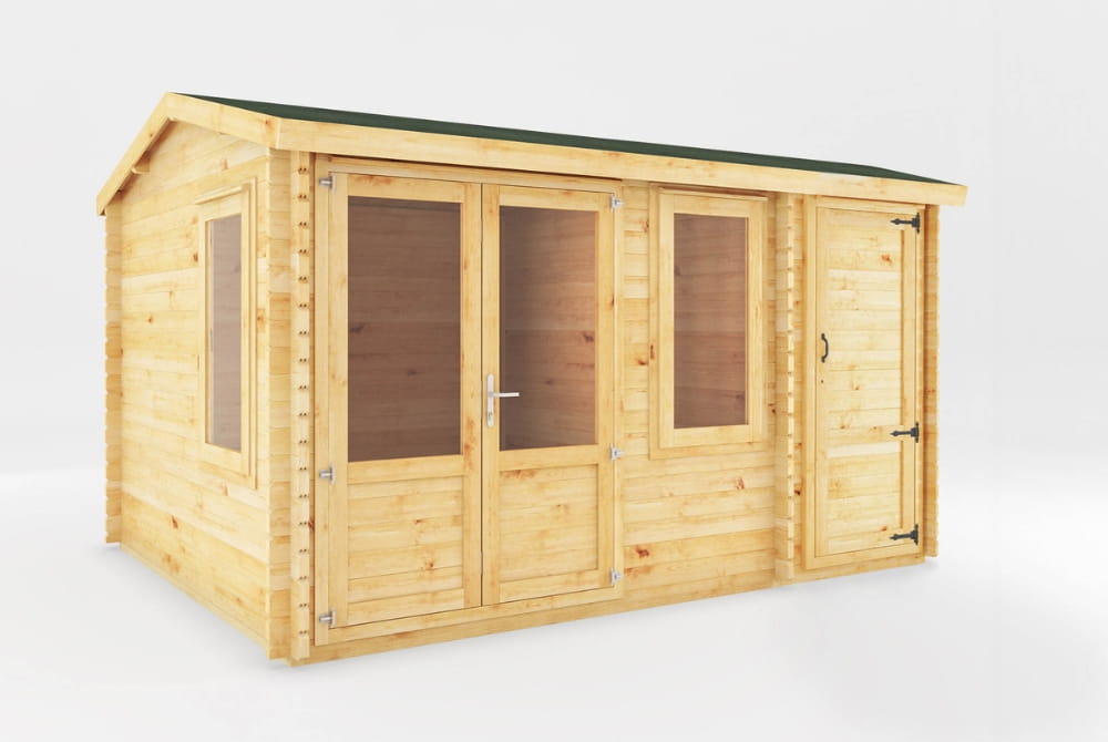 The Home Office Elite Log Cabin with Side Shed 4.1m x 3m