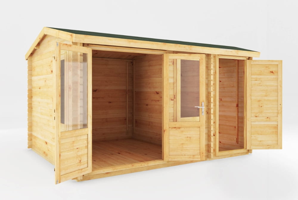 The Home Office Elite Log Cabin with Side Shed 4.1m x 3m