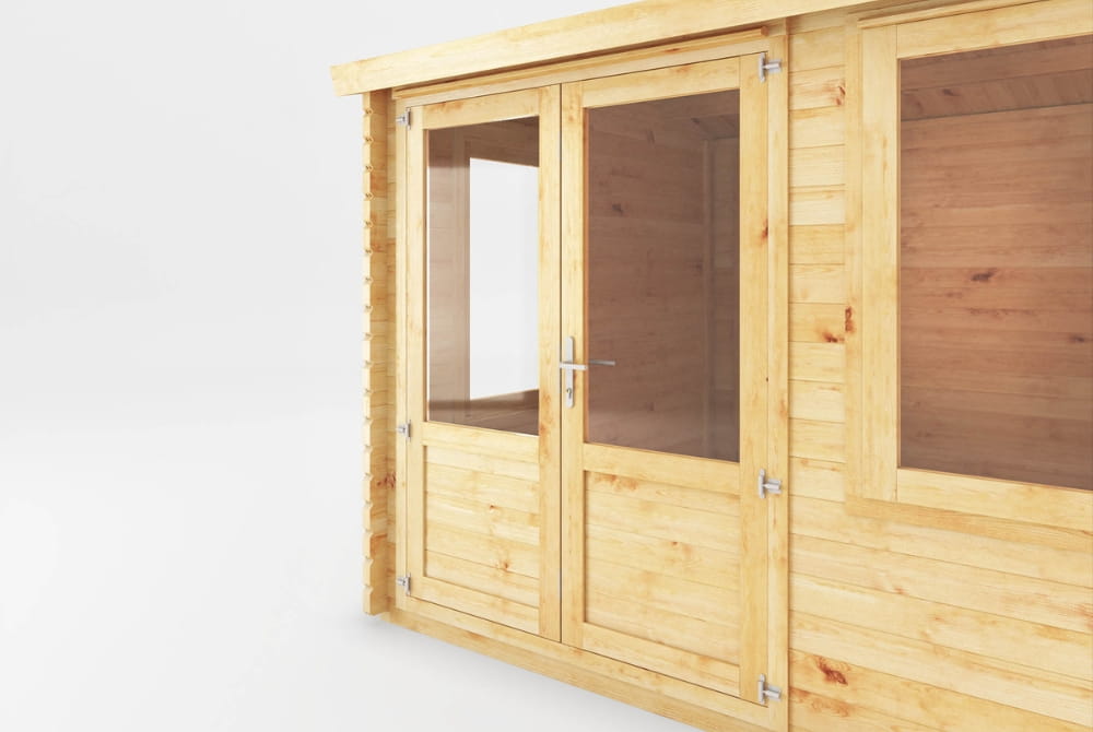 The Home Office Elite Log Cabin with Side Shed 4.1m x 3m