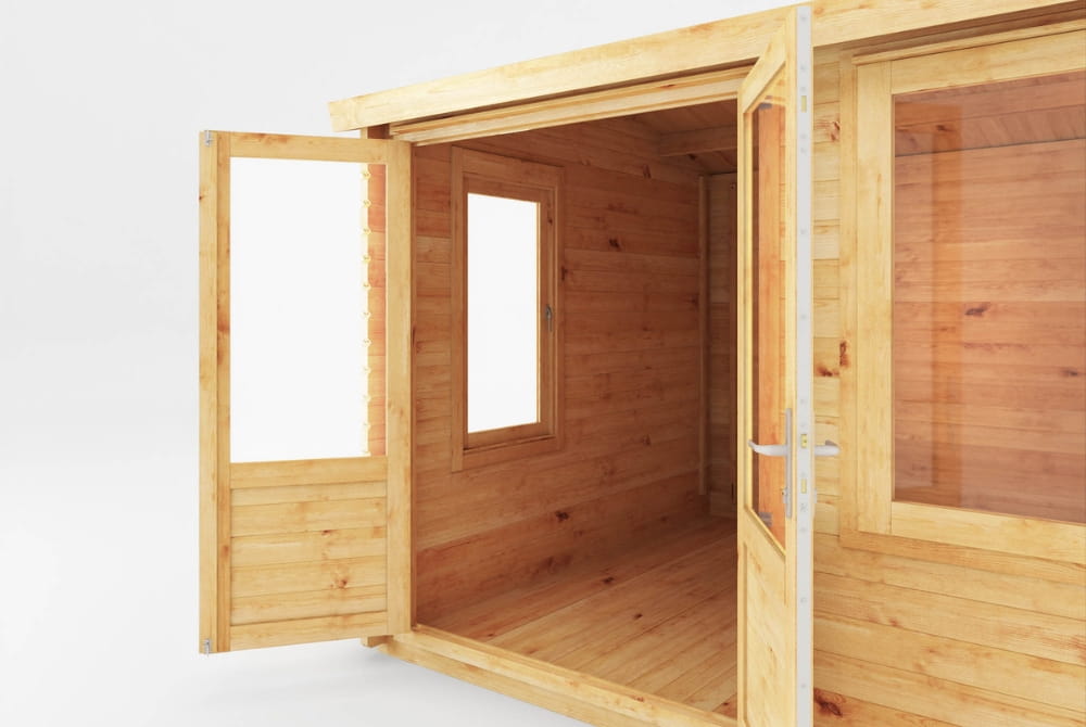 The Home Office Elite Log Cabin with Side Shed 4.1m x 3m