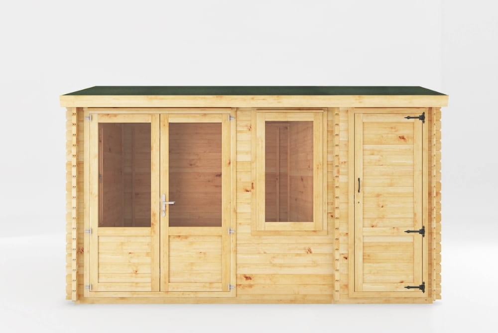 The Home Office Elite Log Cabin with Side Shed 4.1m x 3m
