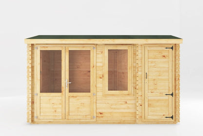 The Home Office Elite Log Cabin with Side Shed 4.1m x 3m