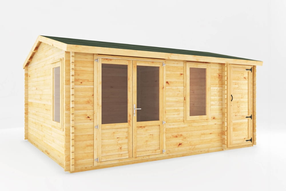 The Home Office Elite Log Cabin with Side Shed 5.1m x 4m