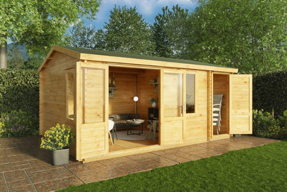 The Home Office Elite Log Cabin with Side Shed 5.1m x 4m