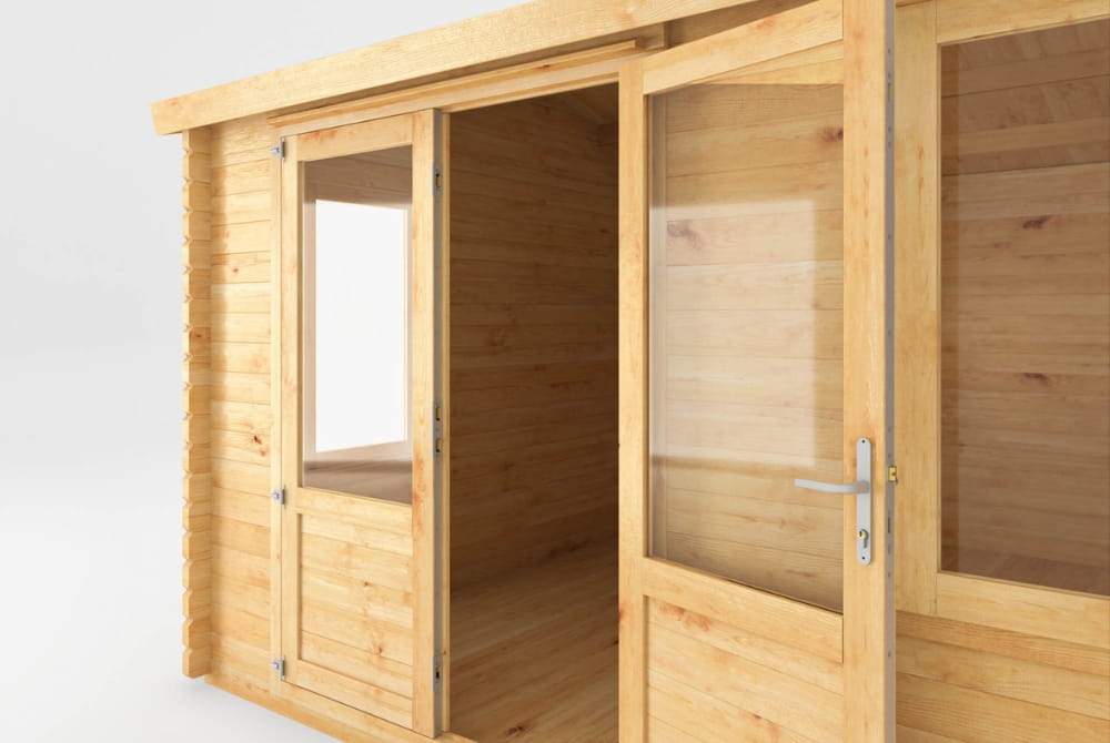 The Home Office Elite Log Cabin with Side Shed 5.1m x 4m