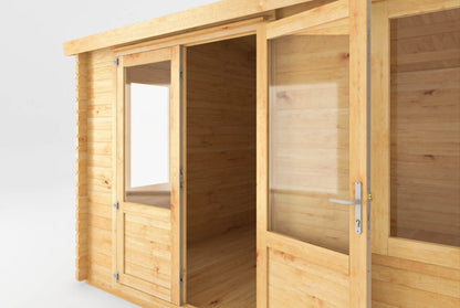 The Home Office Elite Log Cabin with Side Shed 5.1m x 4m