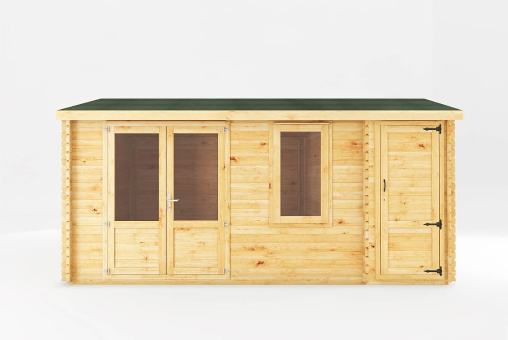 The Home Office Elite Log Cabin with Side Shed 5.1m x 4m