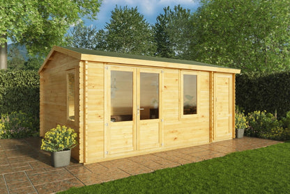 The Home Office Elite Log Cabin with Side Shed 5.1m x 4m