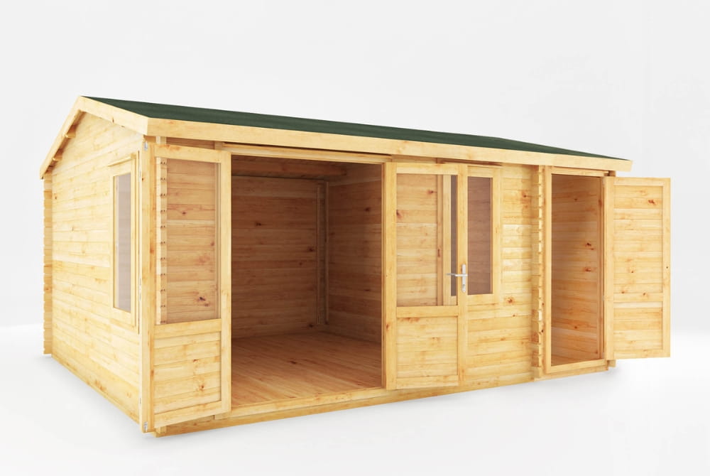 The Home Office Elite Log Cabin with Side Shed 5.1m x 4m
