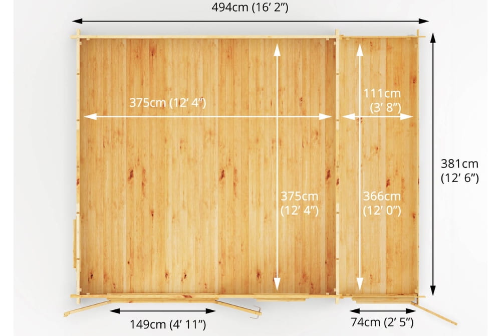 The Home Office Elite Log Cabin with Side Shed 5.1m x 4m