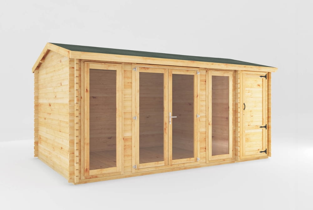 The Home Office Studio Log Cabin with Side Shed 5.1m x 3m