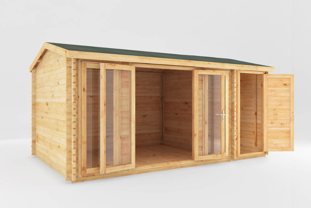 The Home Office Studio Log Cabin with Side Shed 5.1m x 3m