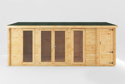 The Home Office Studio Log Cabin with Side Shed 6.1m x 4m