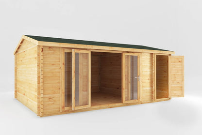 The Home Office Studio Log Cabin with Side Shed 6.1m x 4m